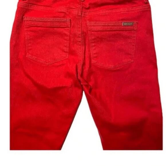 White House Black Market Womens Slim Crop Red Jeans sz 00 - Picture 7 of 7